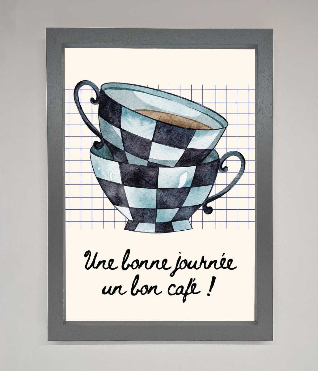 Blue Teacup Stack Kitchen Framed Wall Art-4