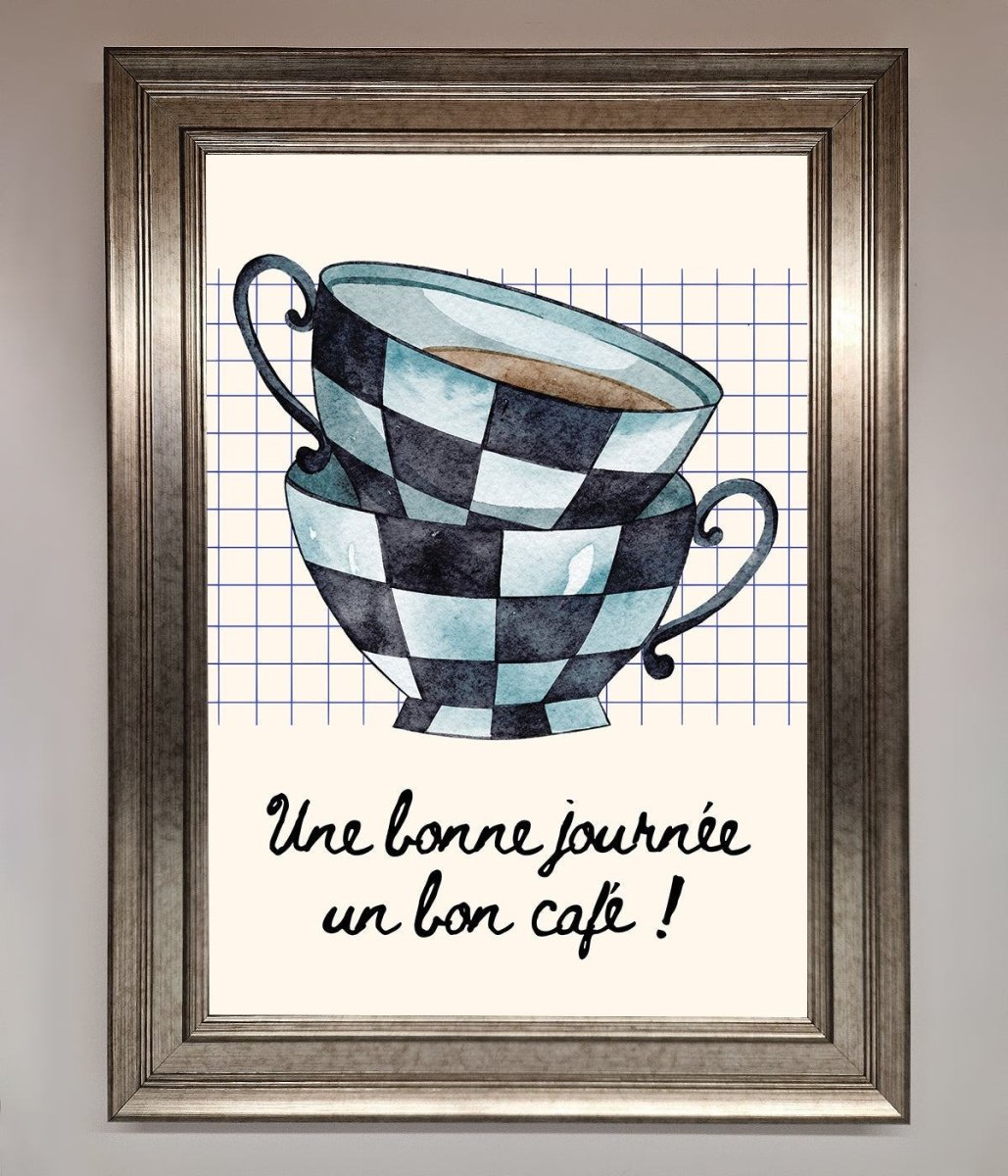 Blue Teacup Stack Kitchen Framed Wall Art-5