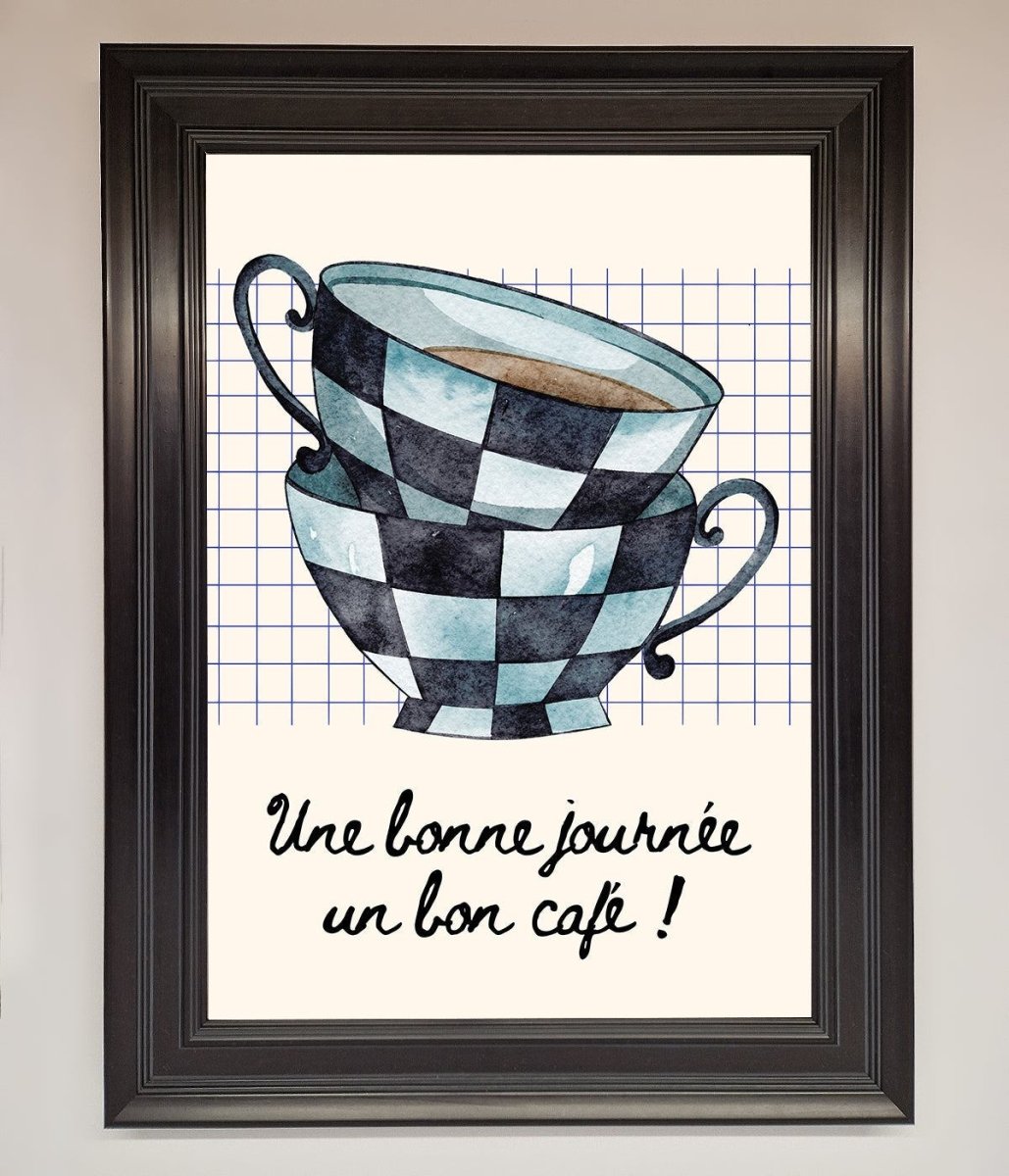 Blue Teacup Stack Kitchen Framed Wall Art-6