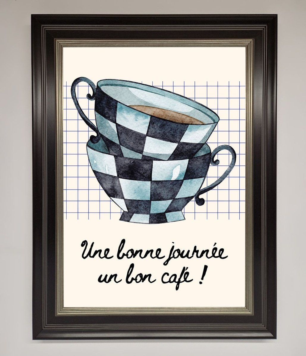 Blue Teacup Stack Kitchen Framed Wall Art-8