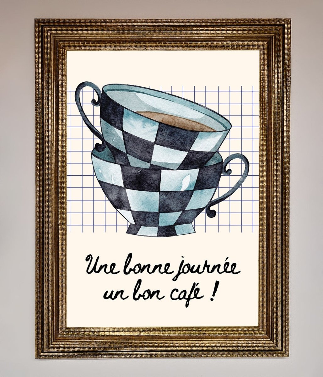 Blue Teacup Stack Kitchen Framed Wall Art-15