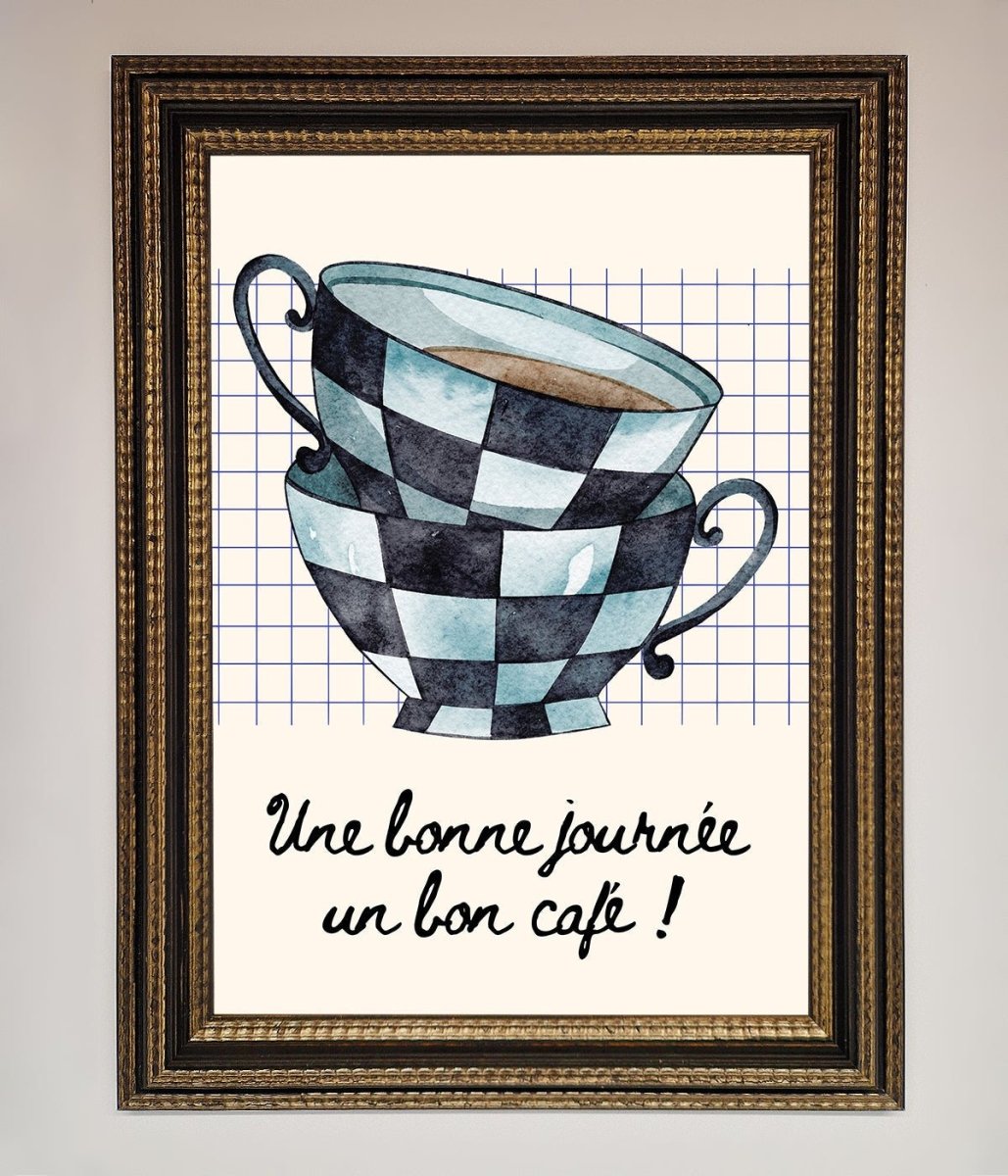 Blue Teacup Stack Kitchen Framed Wall Art-18