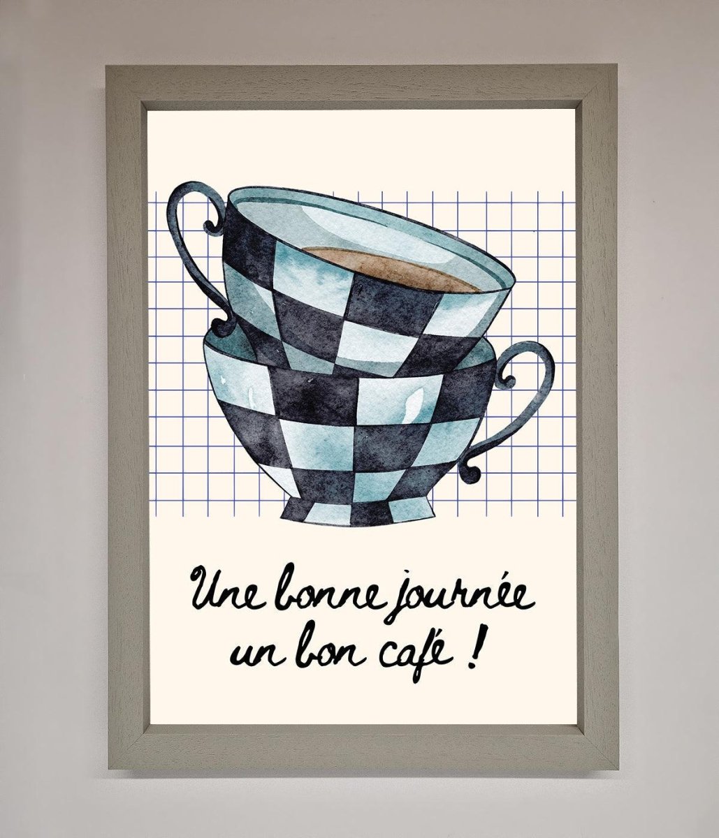 Blue Teacup Stack Kitchen Framed Wall Art-3