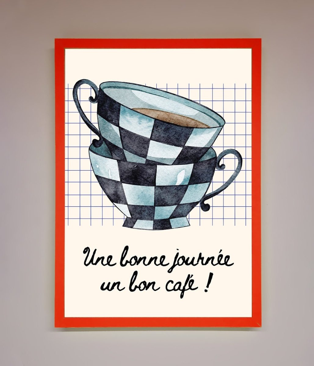 Blue Teacup Stack Kitchen Framed Wall Art-0