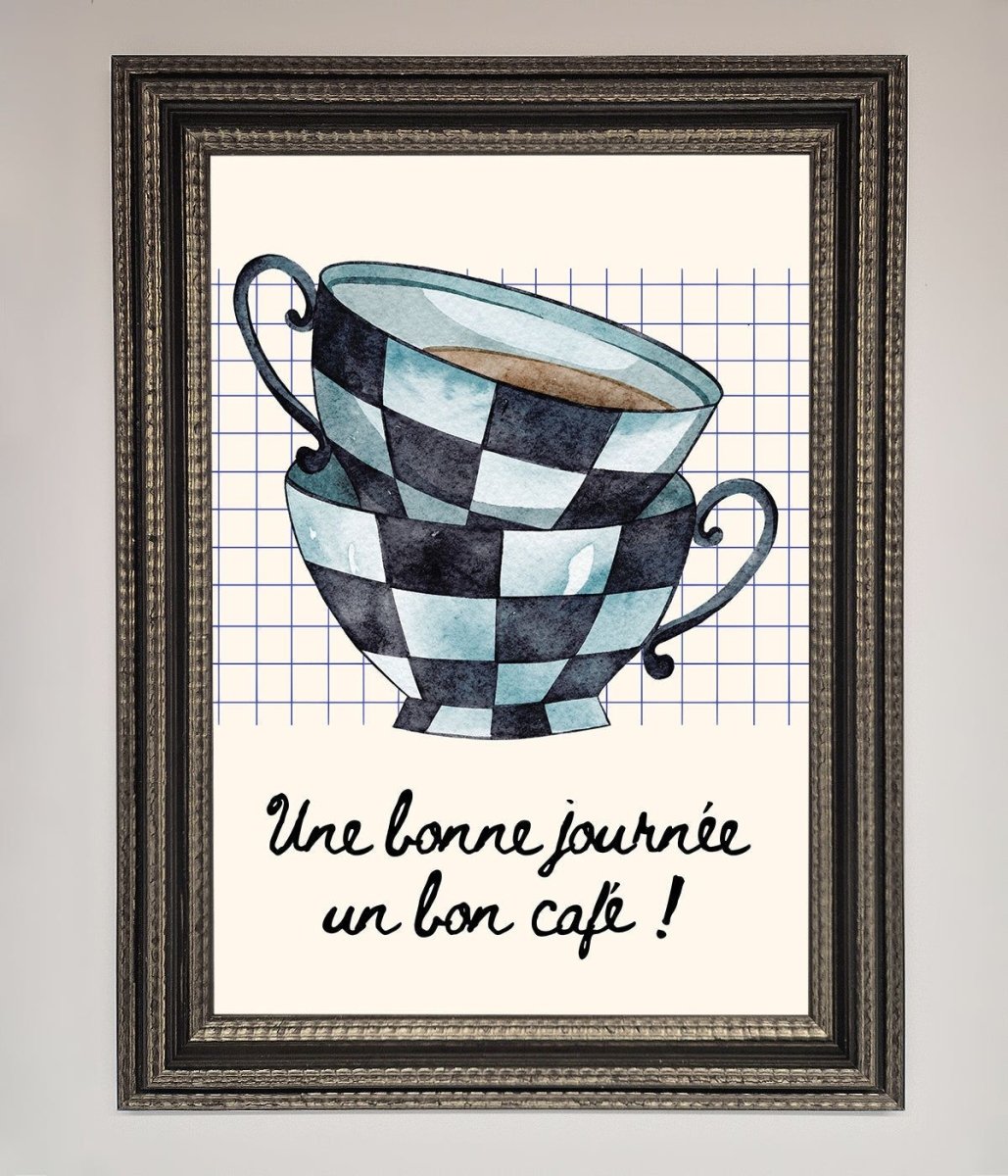 Blue Teacup Stack Kitchen Framed Wall Art-17