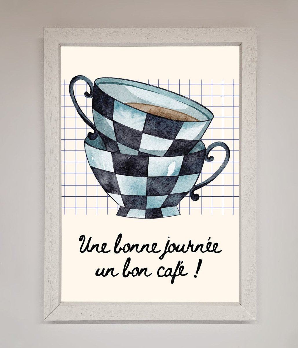 Blue Teacup Stack Kitchen Framed Wall Art-2