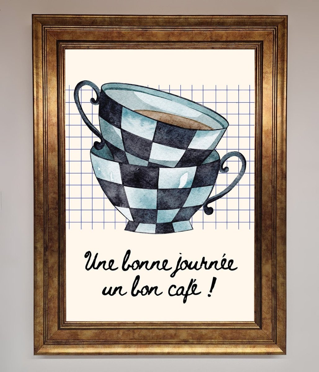 Blue Teacup Stack Kitchen Framed Wall Art-7