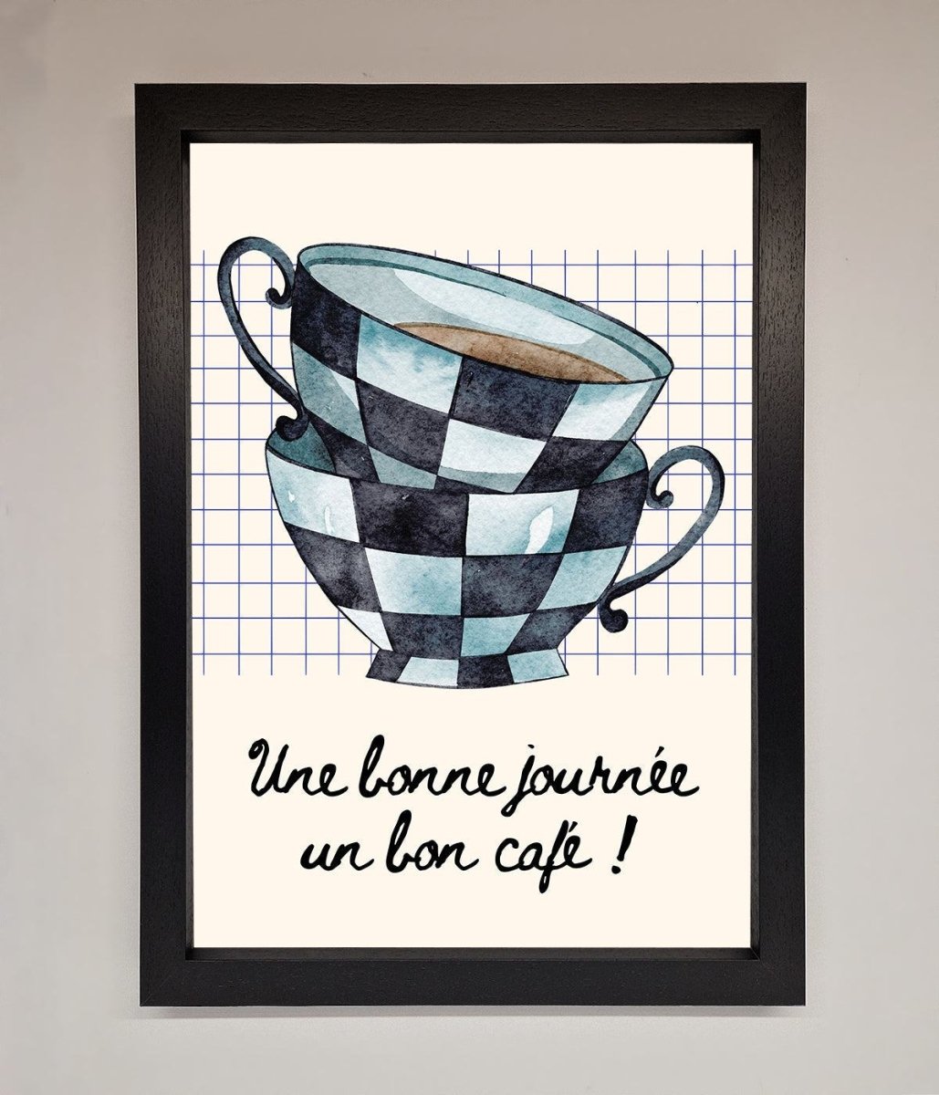 Blue Teacup Stack Kitchen Framed Wall Art-1