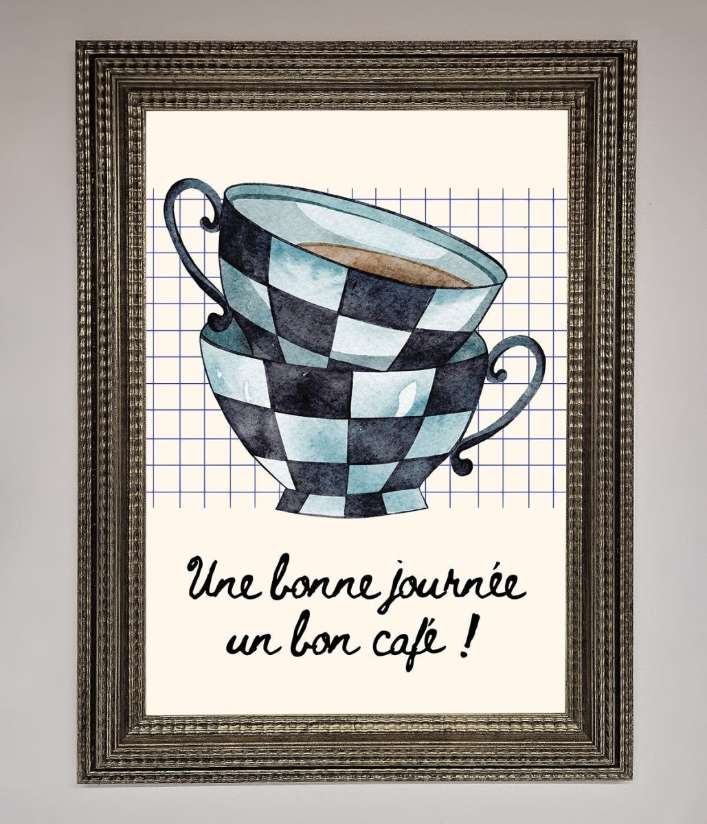 Blue Teacup Stack Kitchen Framed Wall Art-16