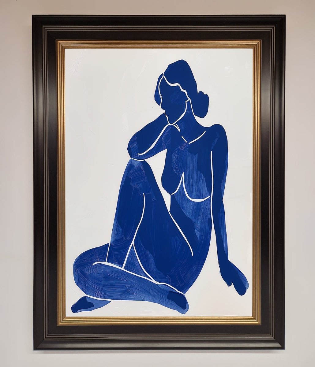 Blue Woman Pose Matisse Style Framed Print-9