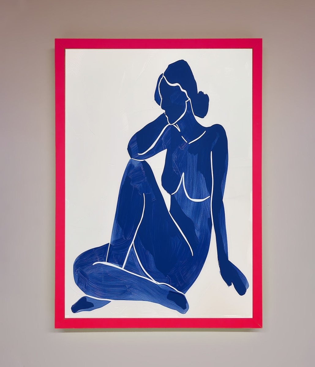 Blue Woman Pose Matisse Style Framed Print-13
