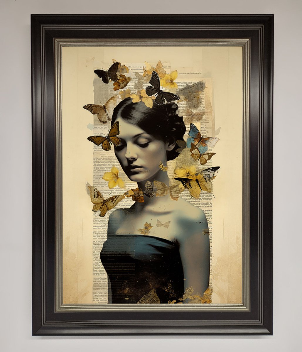 Butterfly Book Woman Framed Poster-17