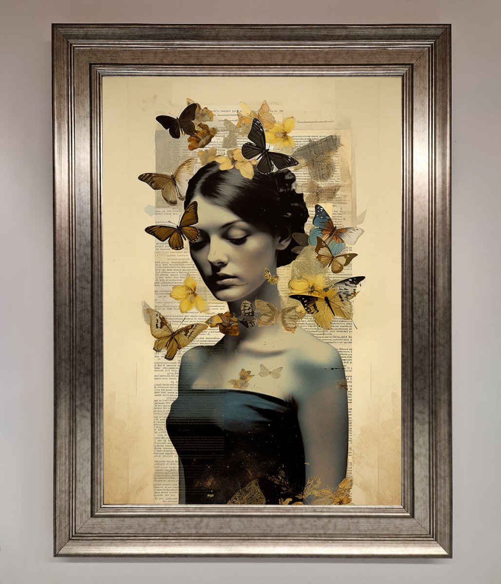Butterfly Book Woman Framed Poster-15