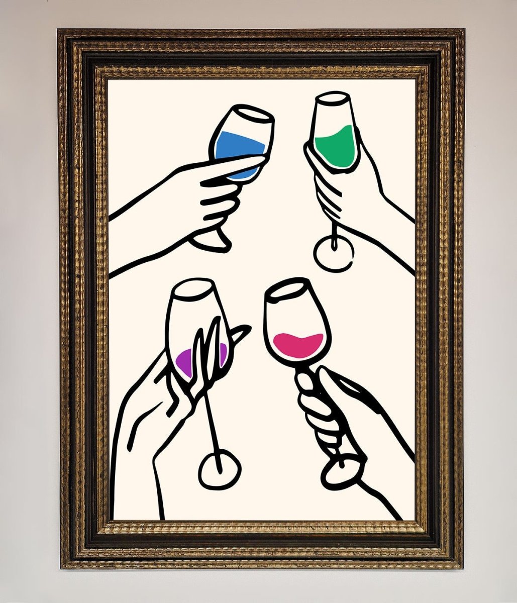 Cheers Wine Glasses Framed Wall Art-18