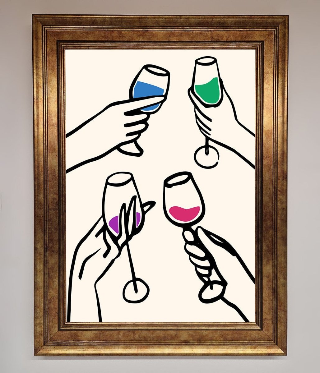 Cheers Wine Glasses Framed Wall Art-7