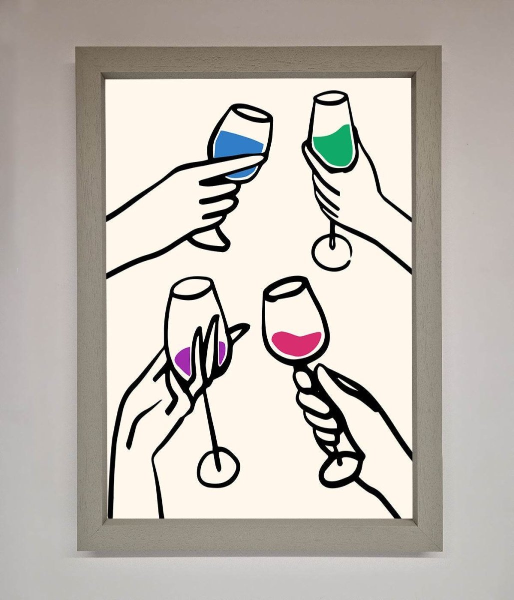 Cheers Wine Glasses Framed Wall Art-3