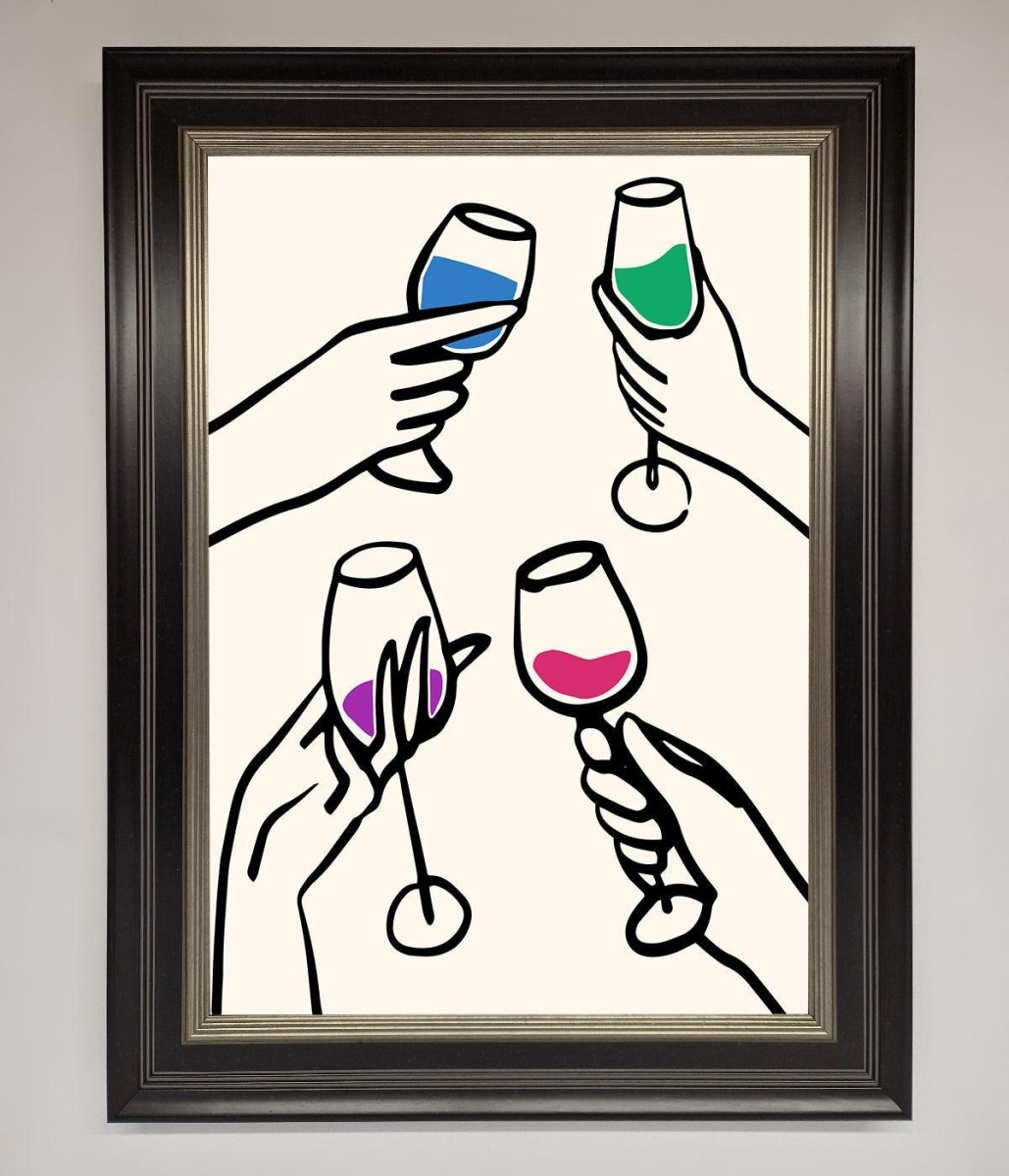 Cheers Wine Glasses Framed Wall Art-8