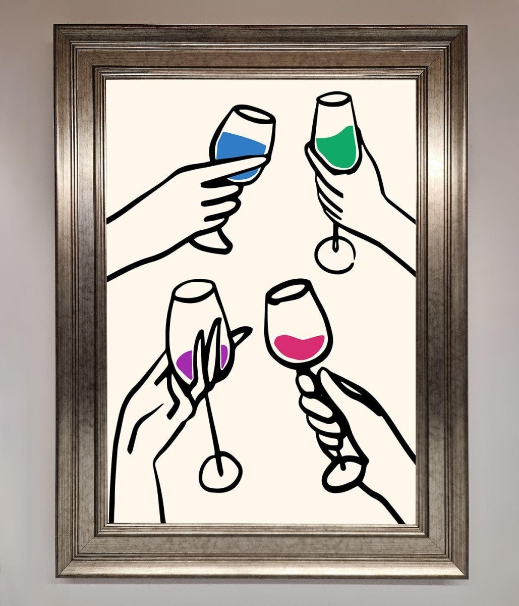 Cheers Wine Glasses Framed Wall Art-5
