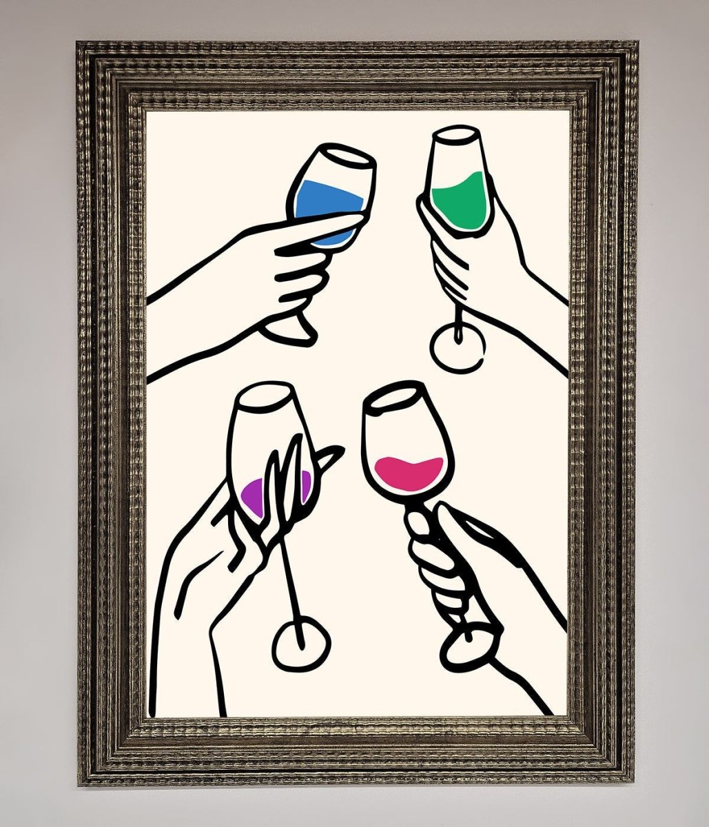 Cheers Wine Glasses Framed Wall Art-16