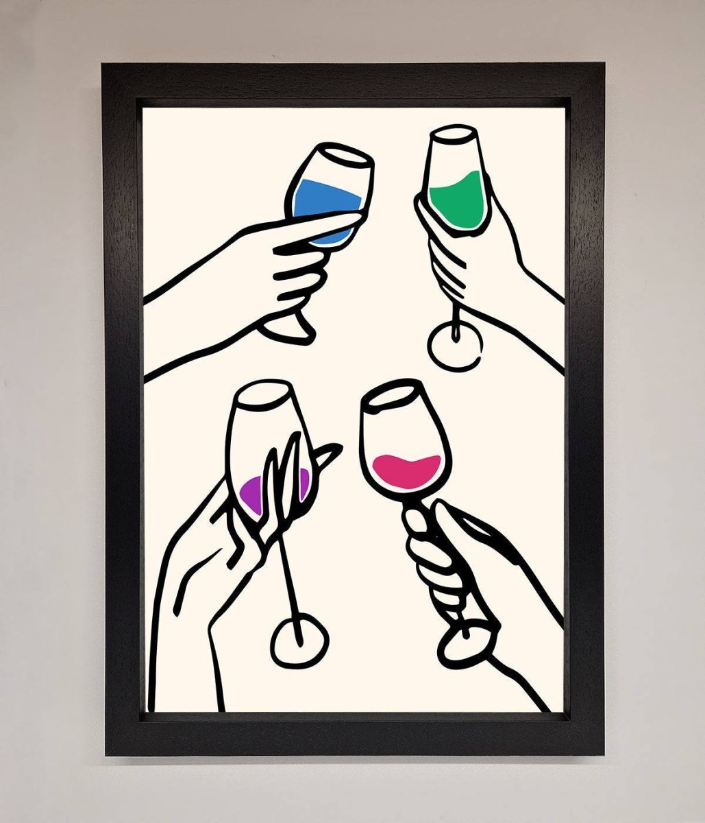 Cheers Wine Glasses Framed Wall Art-1