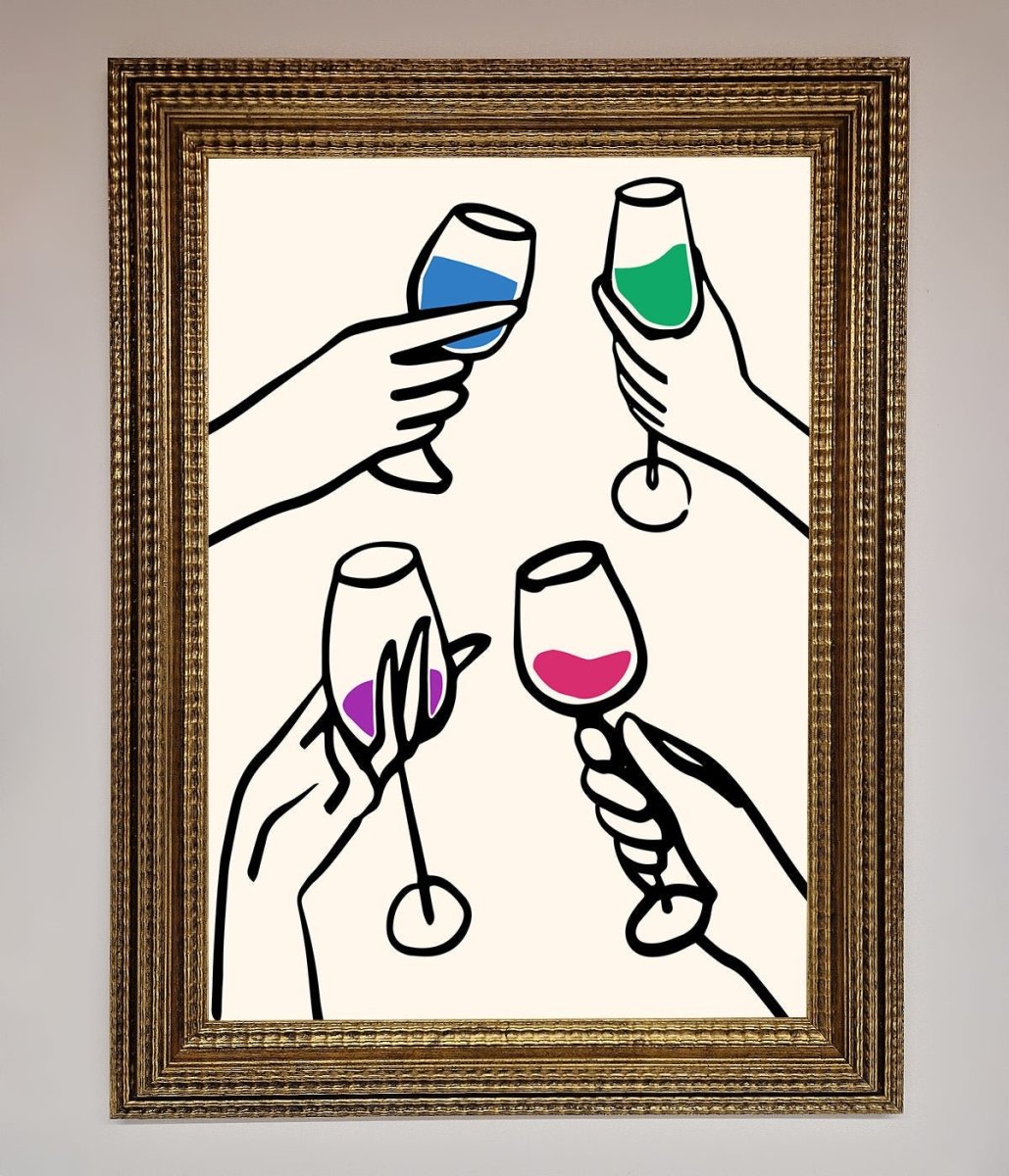 Cheers Wine Glasses Framed Wall Art-15