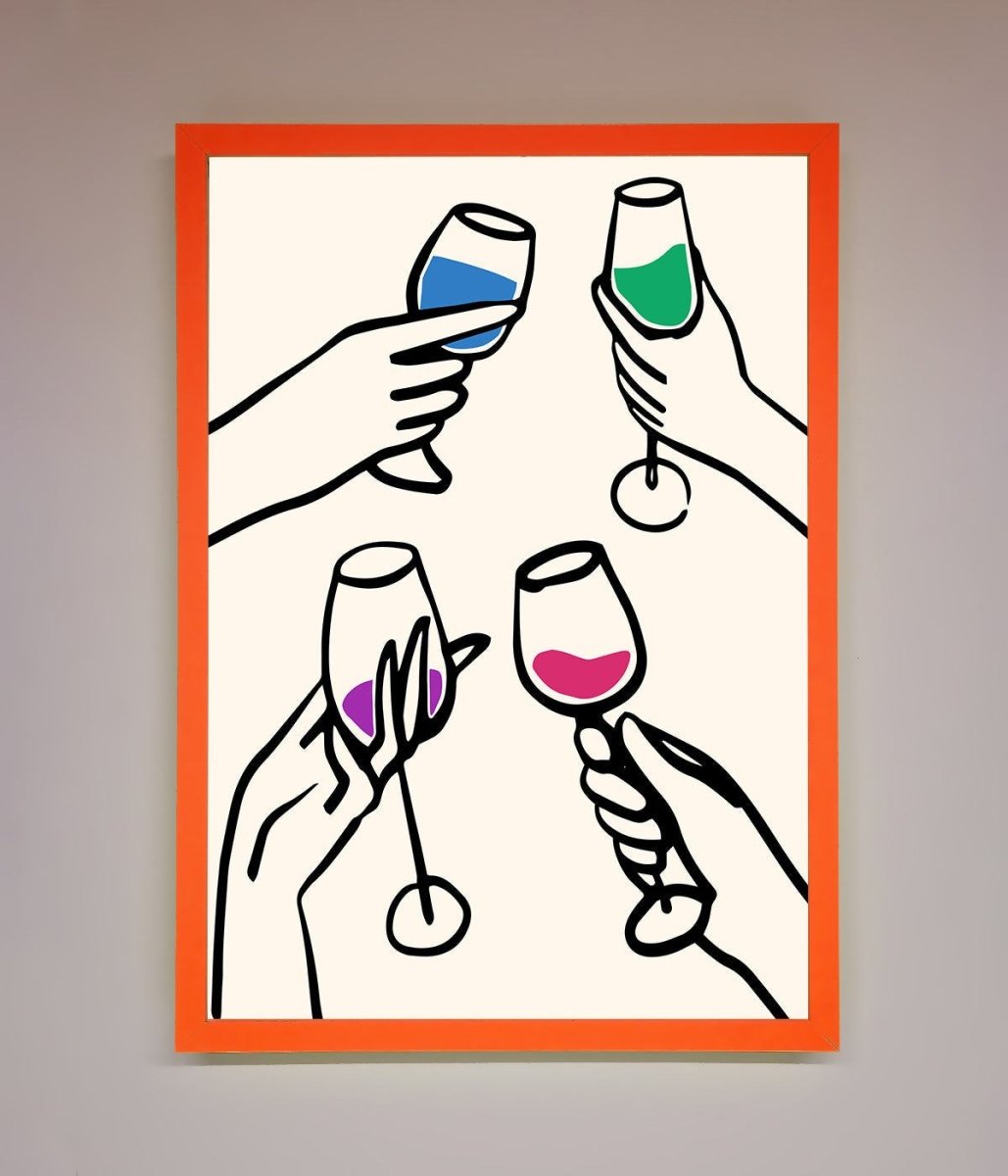 Cheers Wine Glasses Framed Wall Art-11