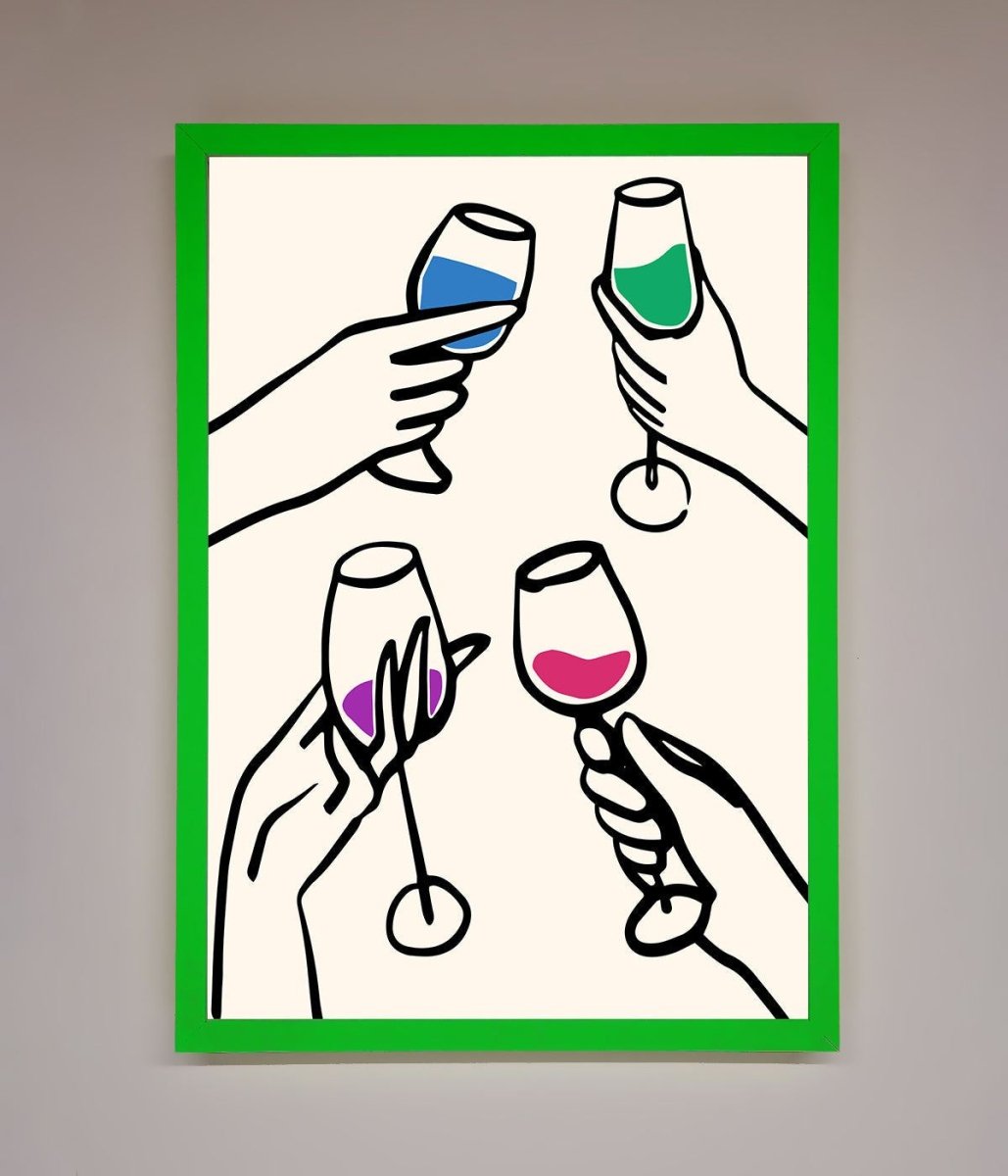 Cheers Wine Glasses Framed Wall Art-0