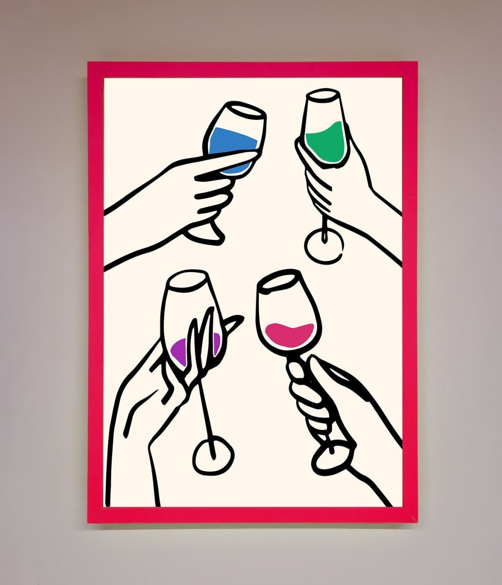 Cheers Wine Glasses Framed Wall Art-13