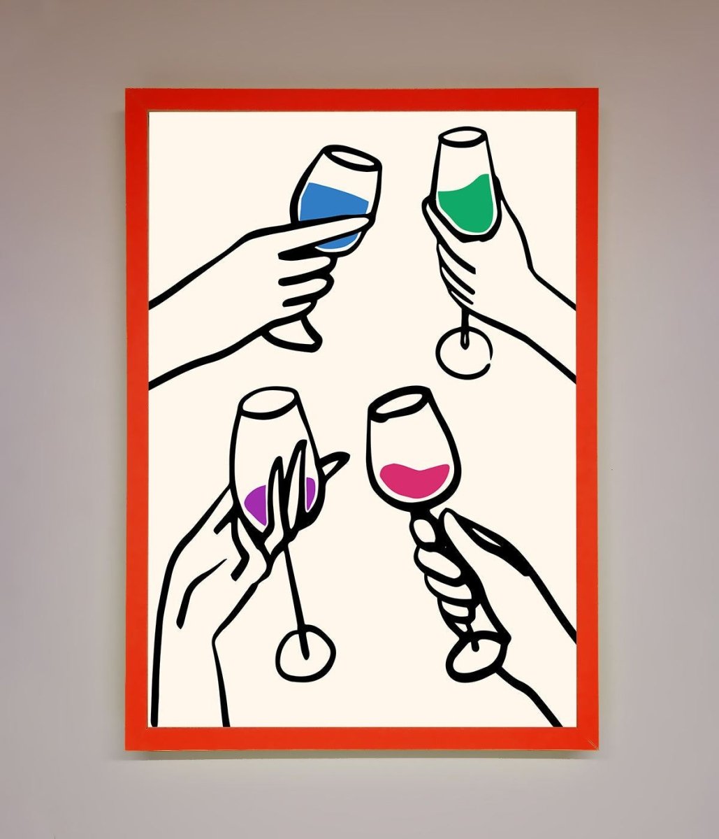 Cheers Wine Glasses Framed Wall Art-14