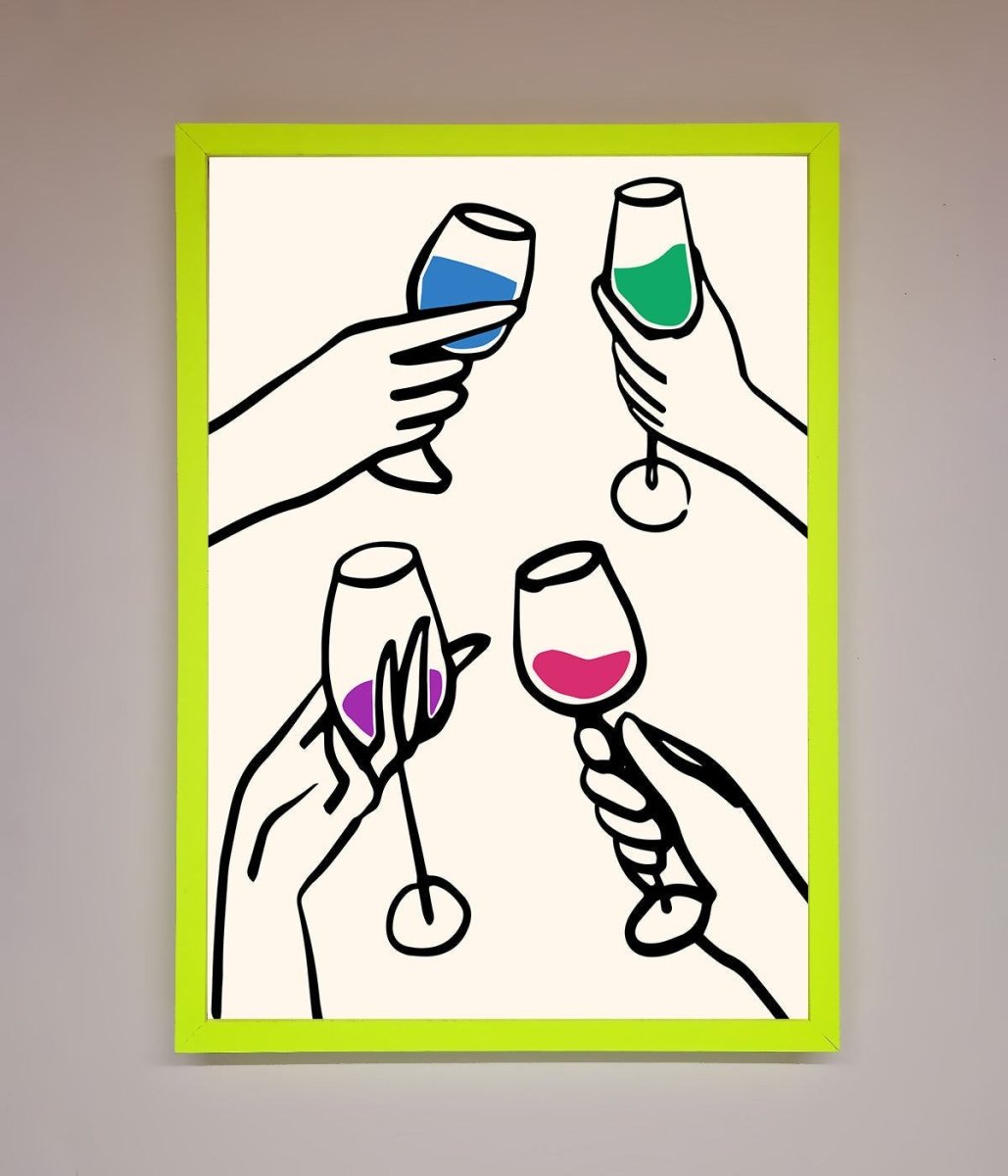Cheers Wine Glasses Framed Wall Art-12