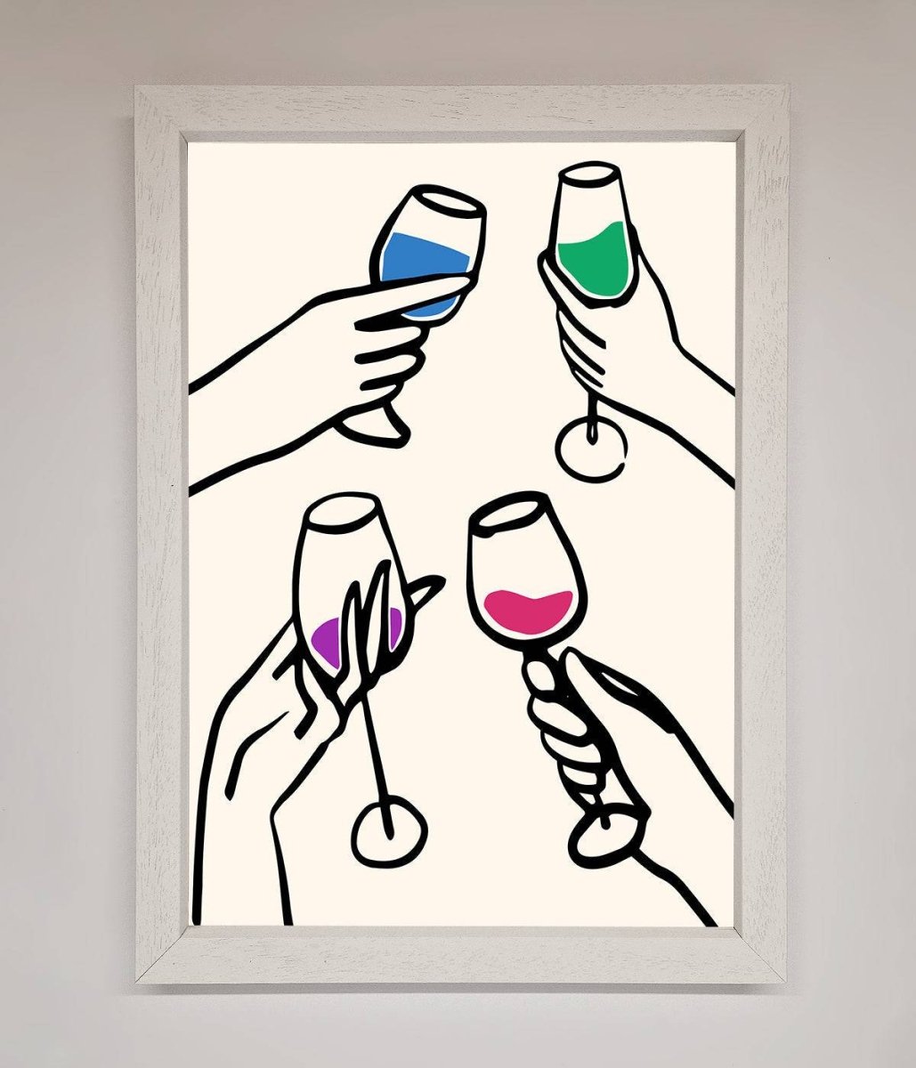 Cheers Wine Glasses Framed Wall Art-2