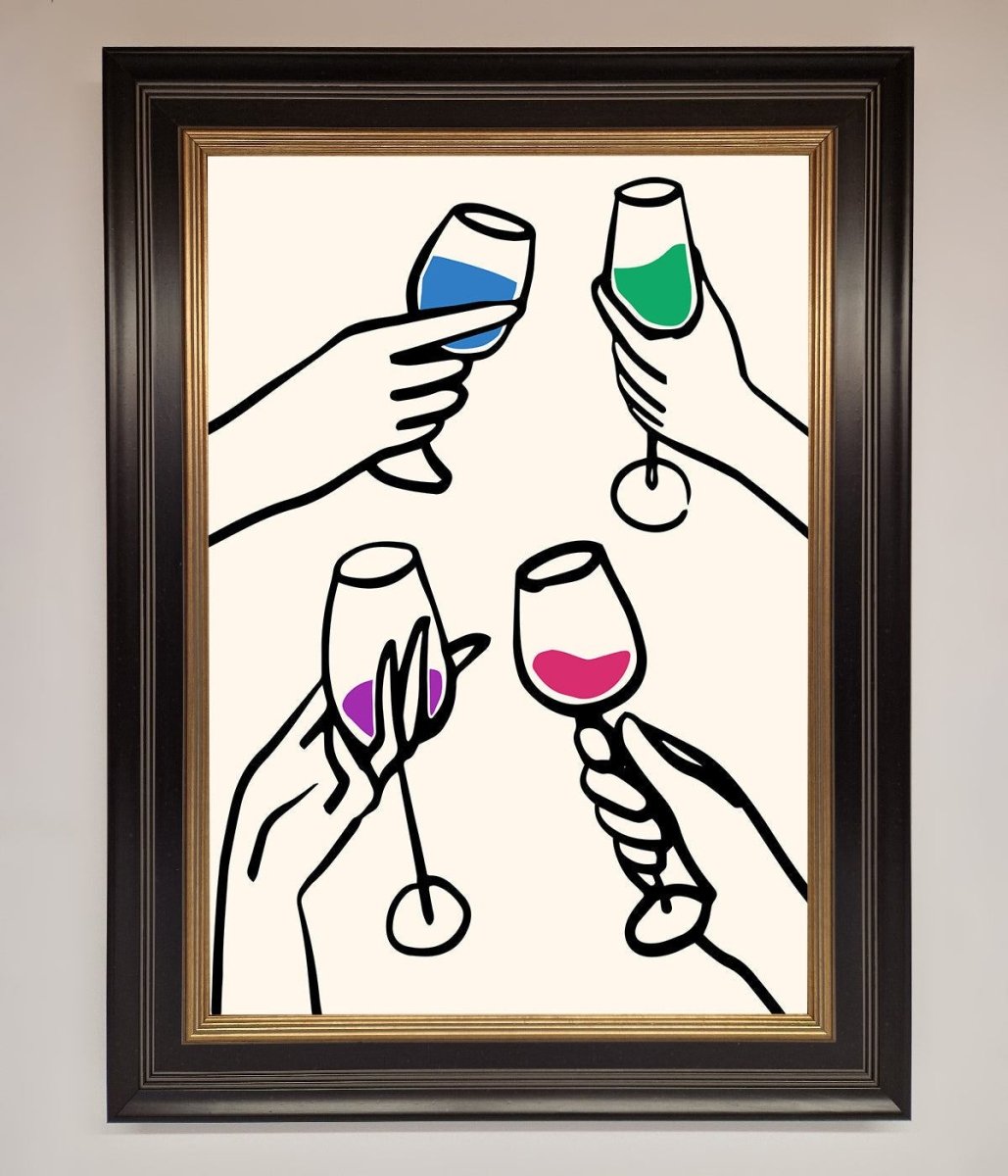 Cheers Wine Glasses Framed Wall Art-9