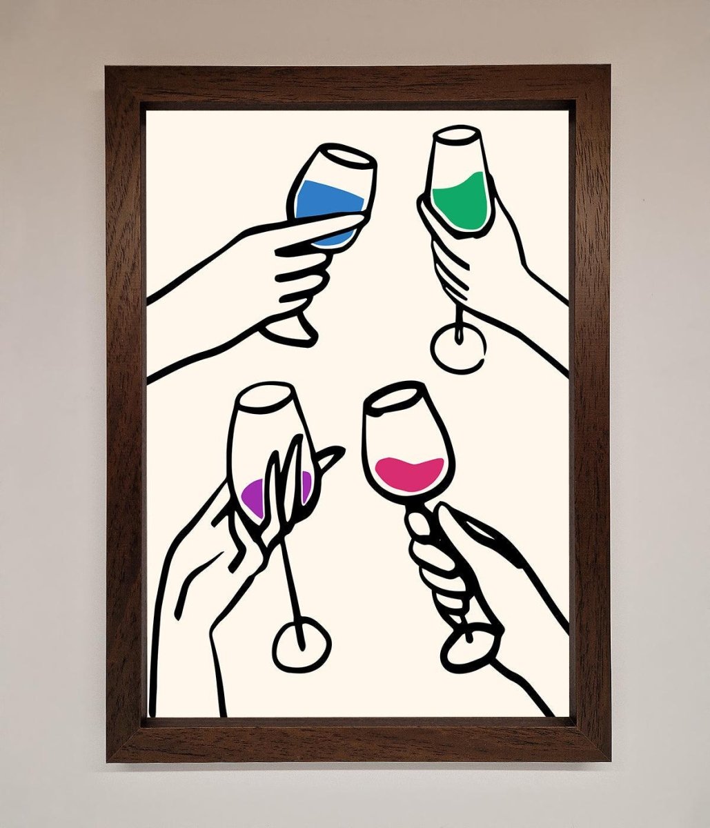 Cheers Wine Glasses Framed Wall Art-10