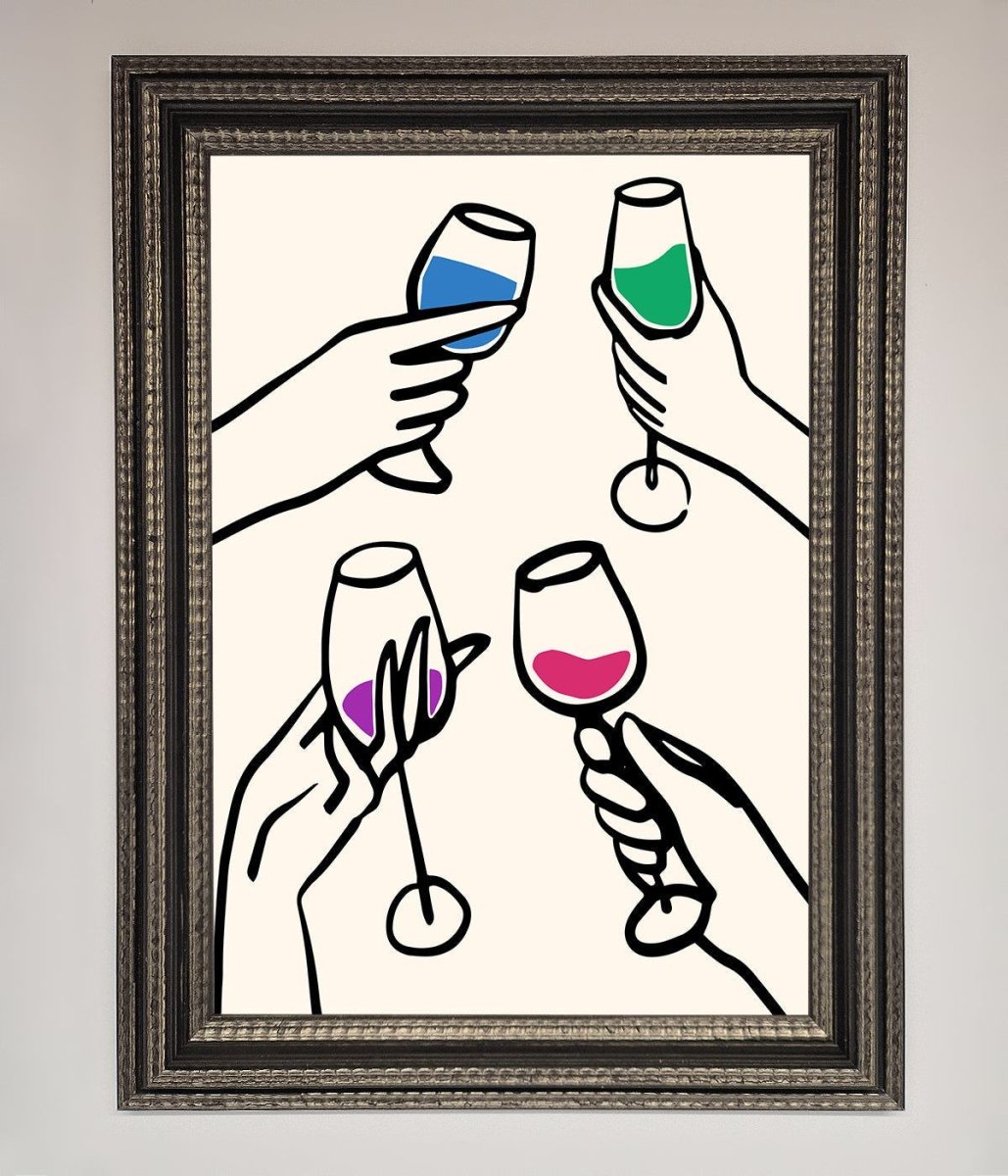 Cheers Wine Glasses Framed Wall Art-17
