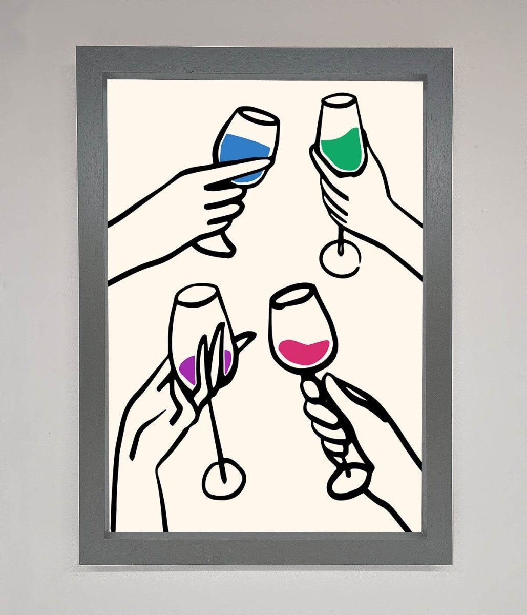 Cheers Wine Glasses Framed Wall Art-4