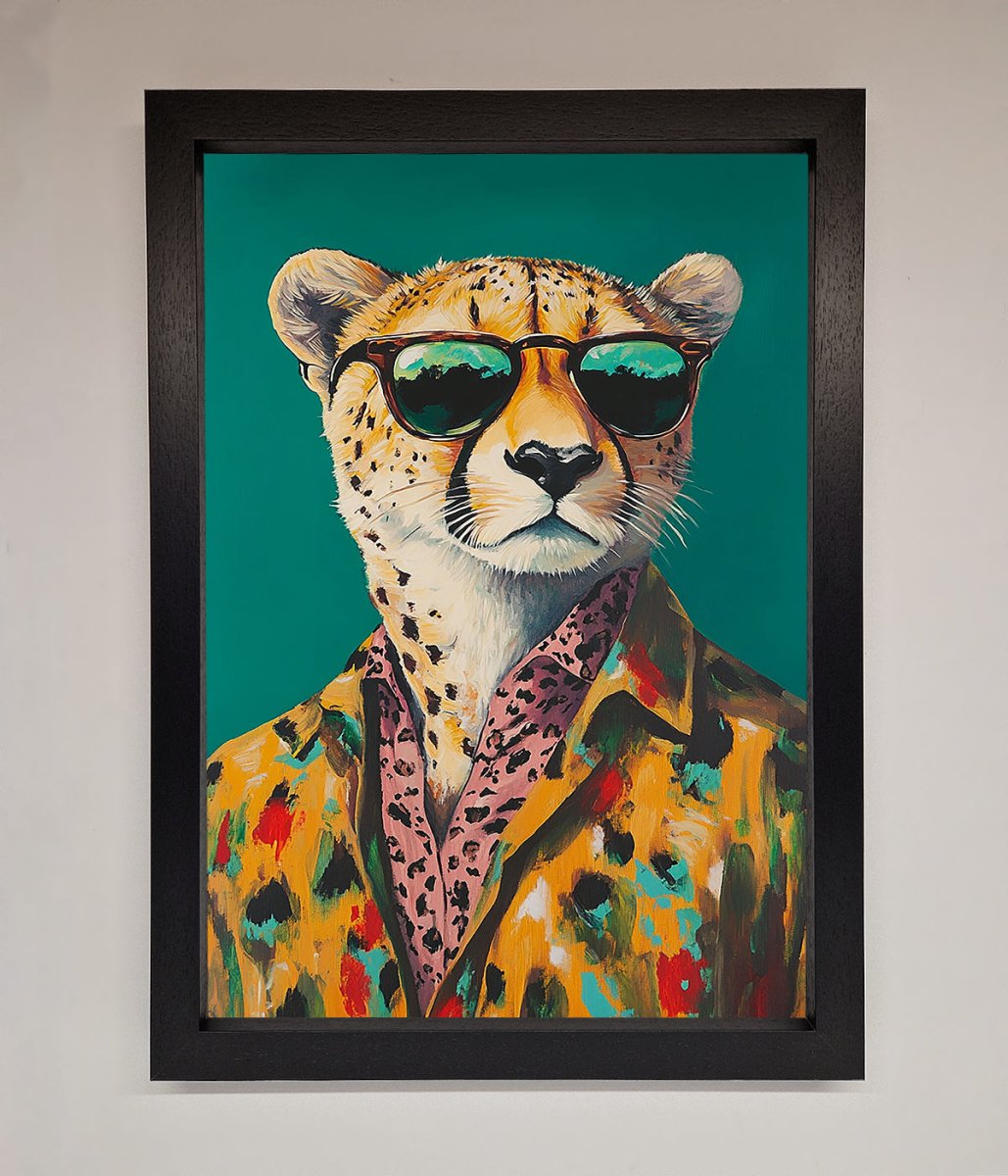 Cheetah With Sunglasses Framed Print-1