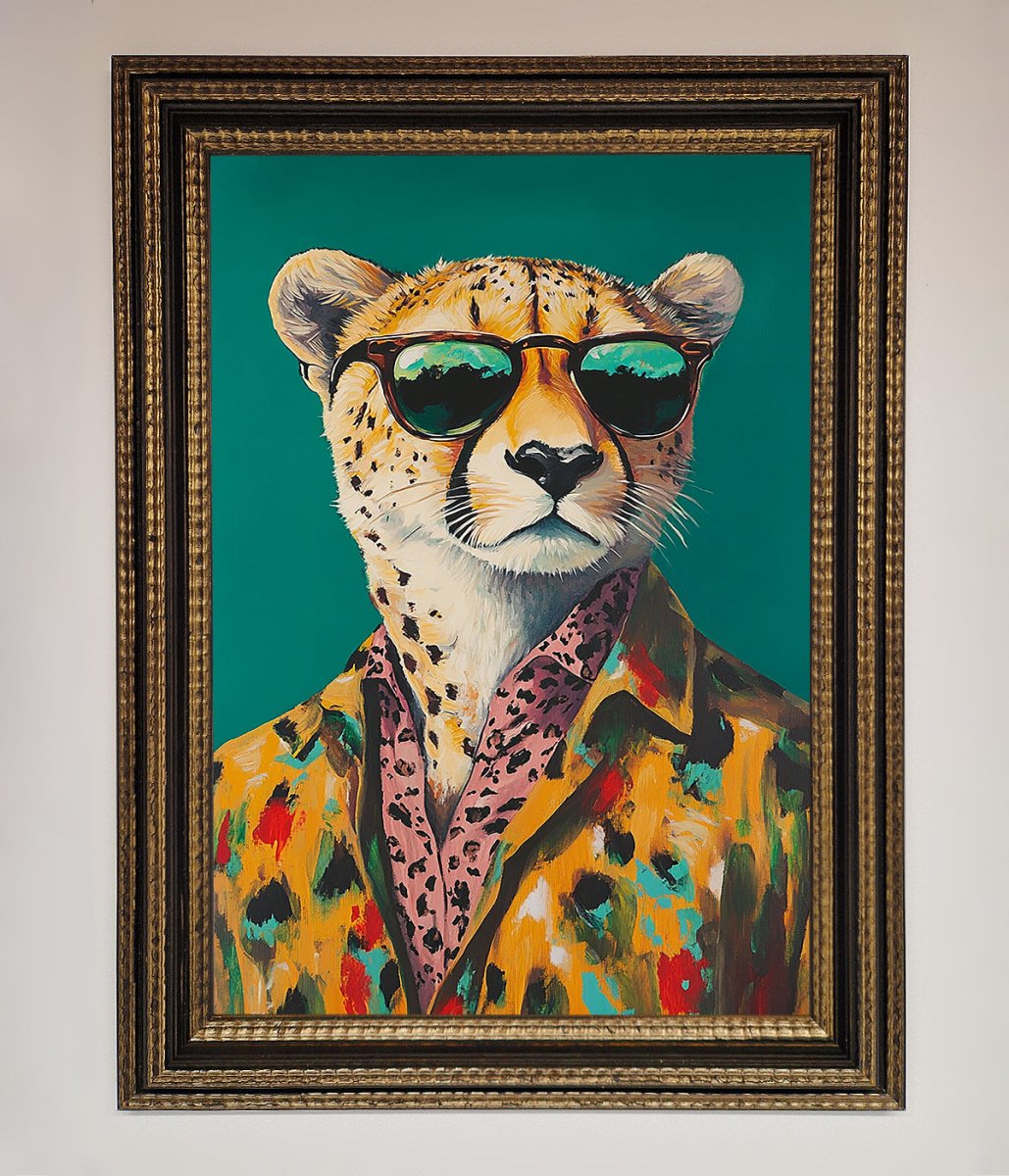 Cheetah With Sunglasses Framed Print-12