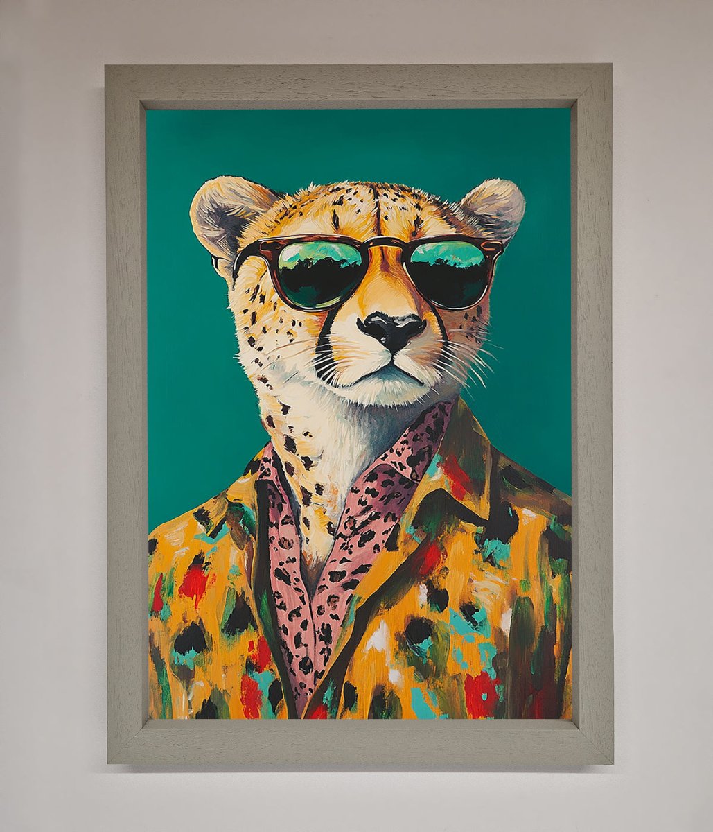 Cheetah With Sunglasses Framed Print-2