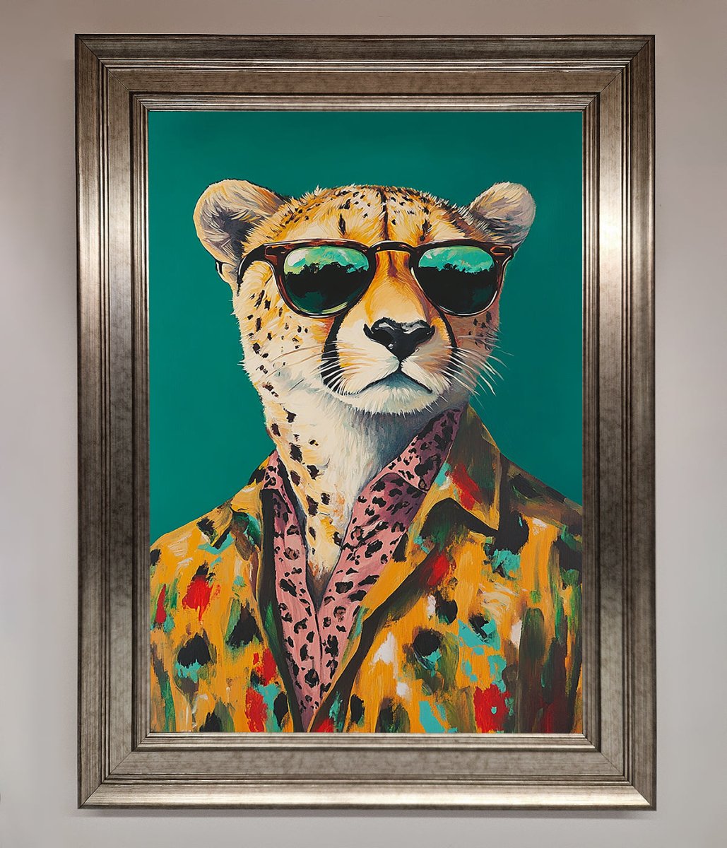 Cheetah With Sunglasses Framed Print-15