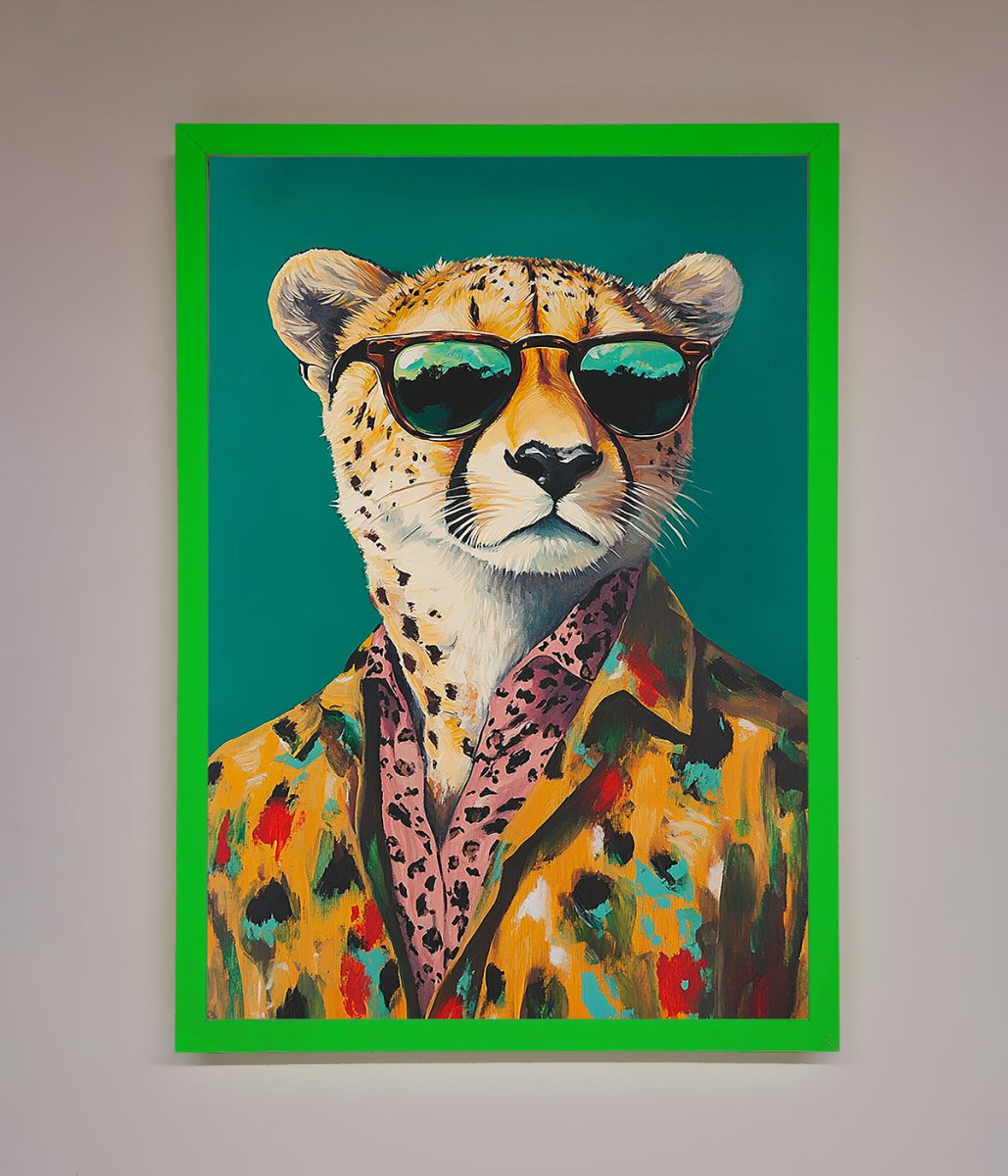 Cheetah With Sunglasses Framed Print-9