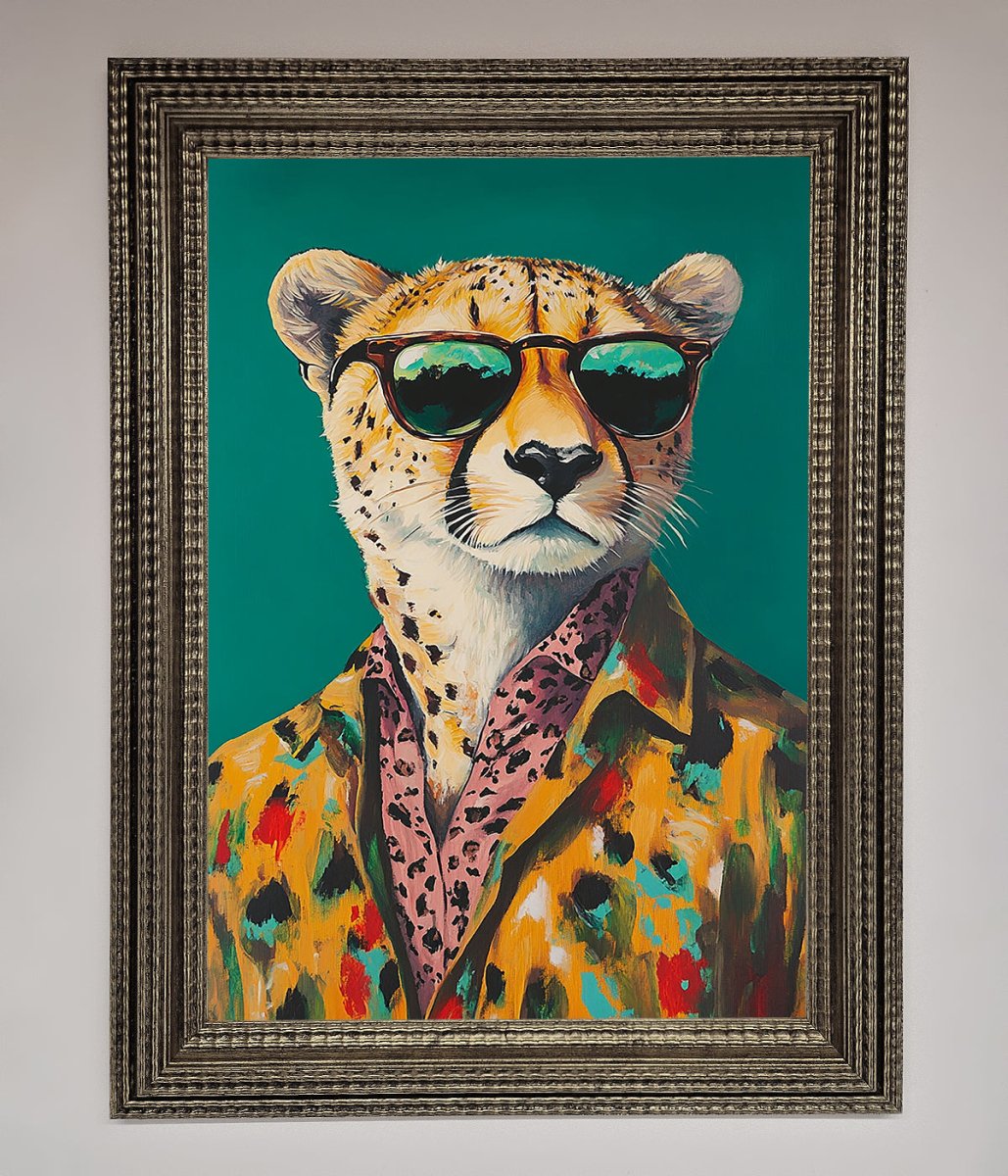 Cheetah With Sunglasses Framed Print-11