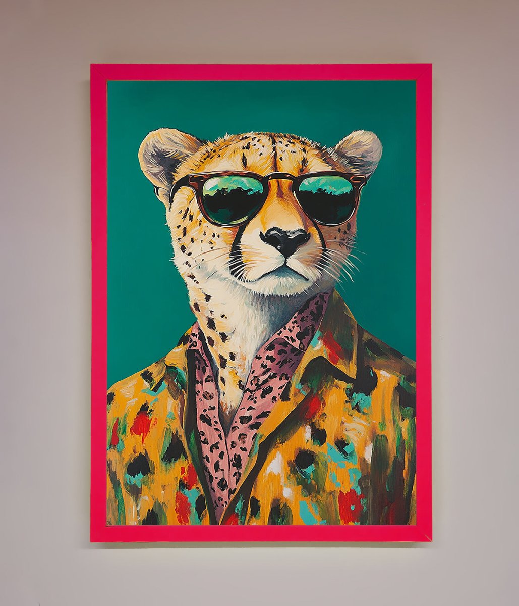 Cheetah With Sunglasses Framed Print-5