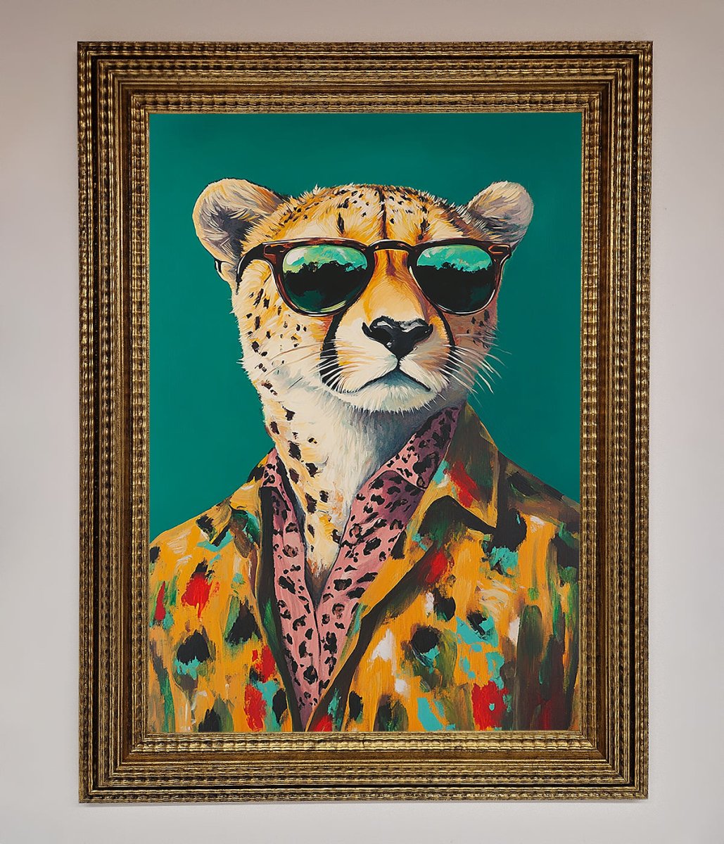 Cheetah With Sunglasses Framed Print-10