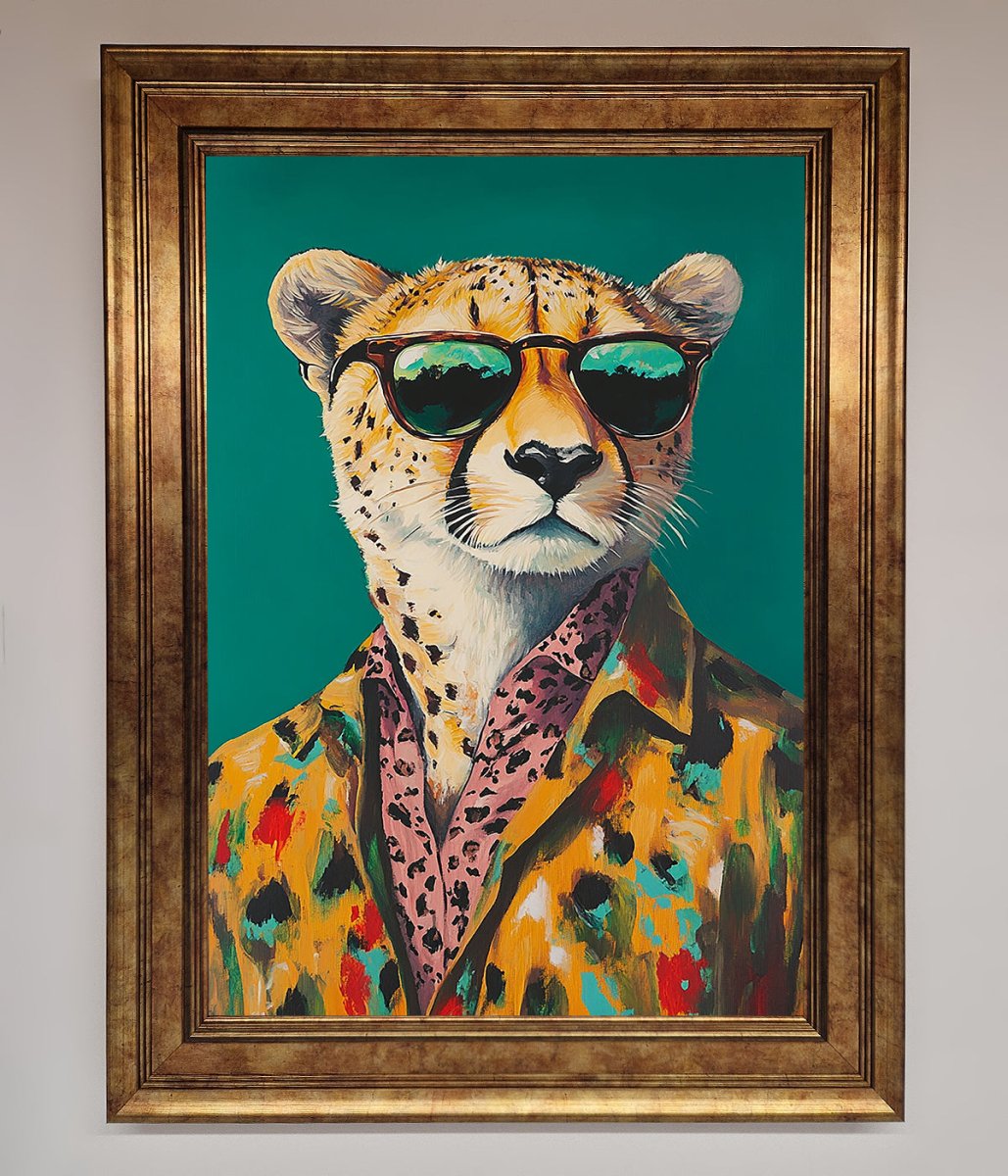 Cheetah With Sunglasses Framed Print-13