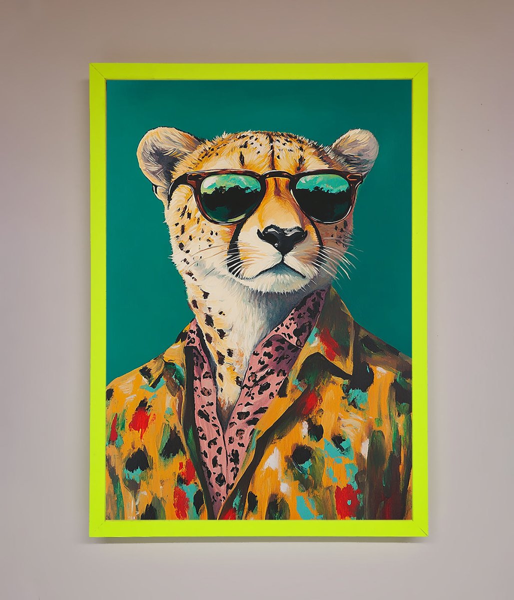 Cheetah With Sunglasses Framed Print-8