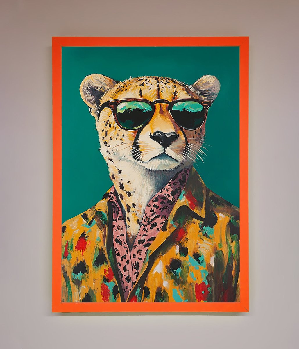 Cheetah With Sunglasses Framed Print-6