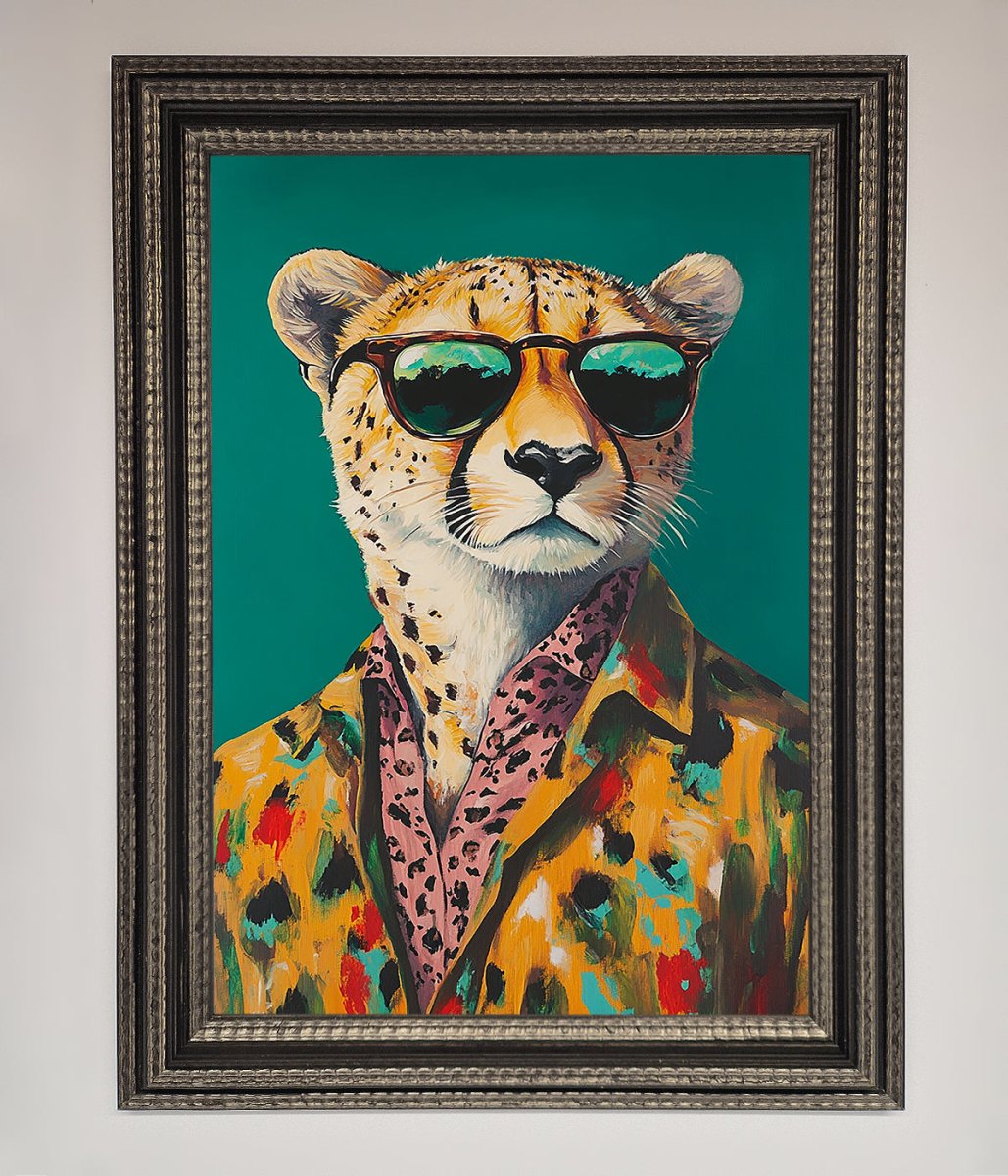 Cheetah With Sunglasses Framed Print-14