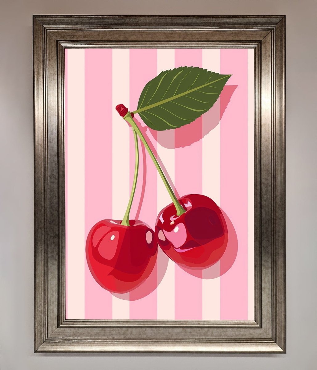 Cherries On Stripes Framed Print-5