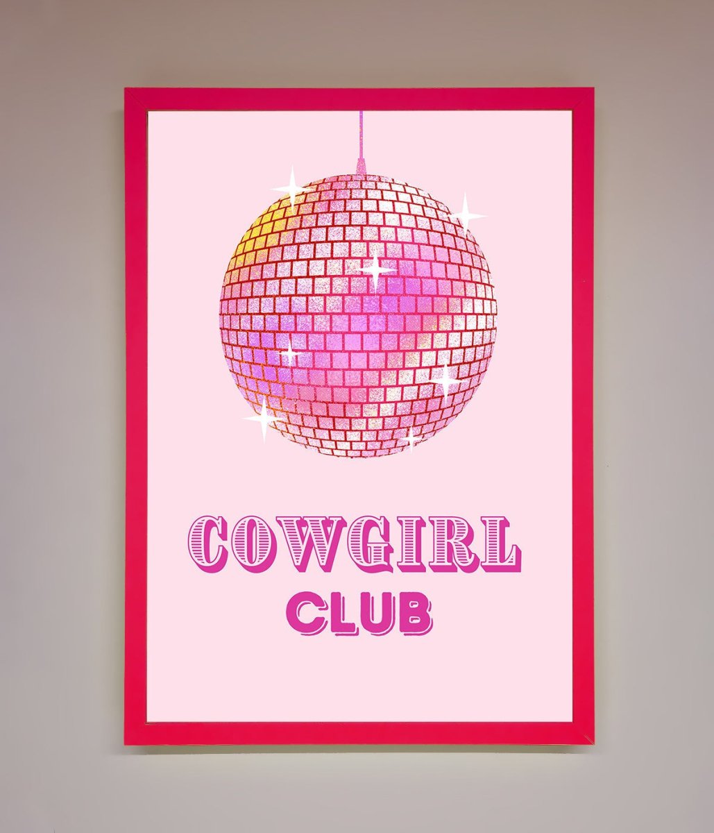 Cowgirl Club Disco Ball Framed Print-0
