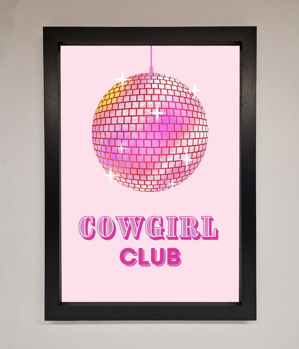 Cowgirl Club Disco Ball Framed Print-1